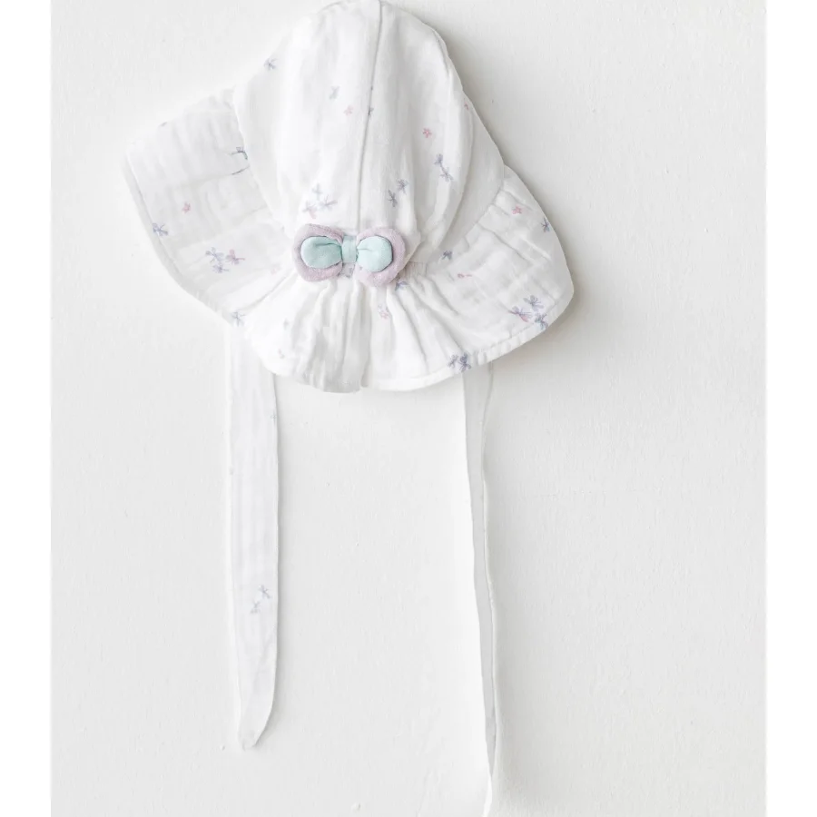 Andywawa Magical Butterfly Müslin Bebek Şapka, Beyaz