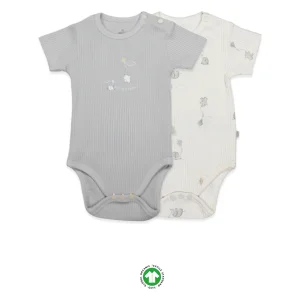 Bistyle Flying Elephant Yarım Kol Body, 2'li, Ekru, Gri