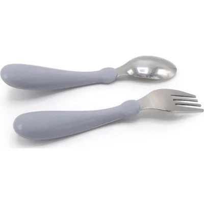 BabyJem Paslanmaz Çelik Çatal Kaşık Seti, Gri