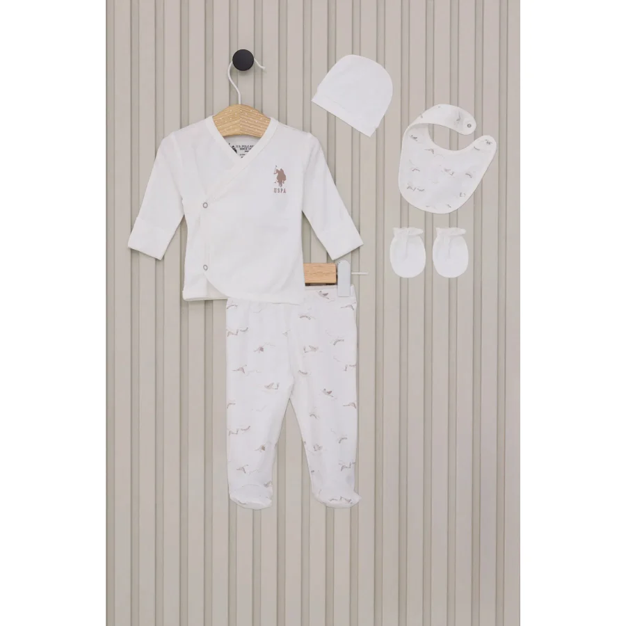 U.S Polo Bebek 5'li Hatane Çıkış Seti, Krem