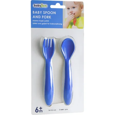 BabyJem Mama Kaşık Çatal Takımı, Mavi
