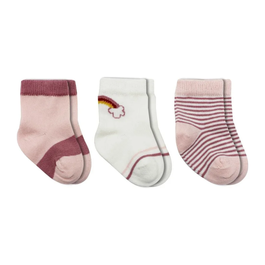 Bistyle Penye Rainbow Soket Çorap, 3'lü, Pudra