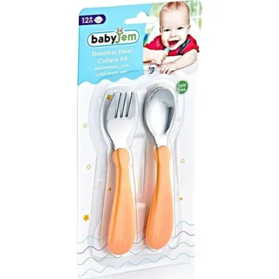 BabyJem Paslanmaz Çelik Çatal Kaşık Seti, Turkuaz