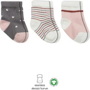 Bistyle Penye Kız Soket Çorap, 3'lü, Gri