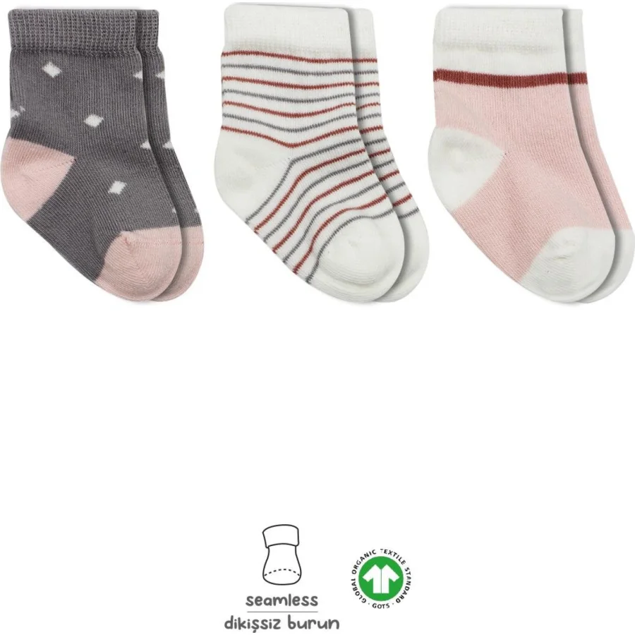 Bistyle 3'Lü Penye Kız Soket Çorap 10112 Gri