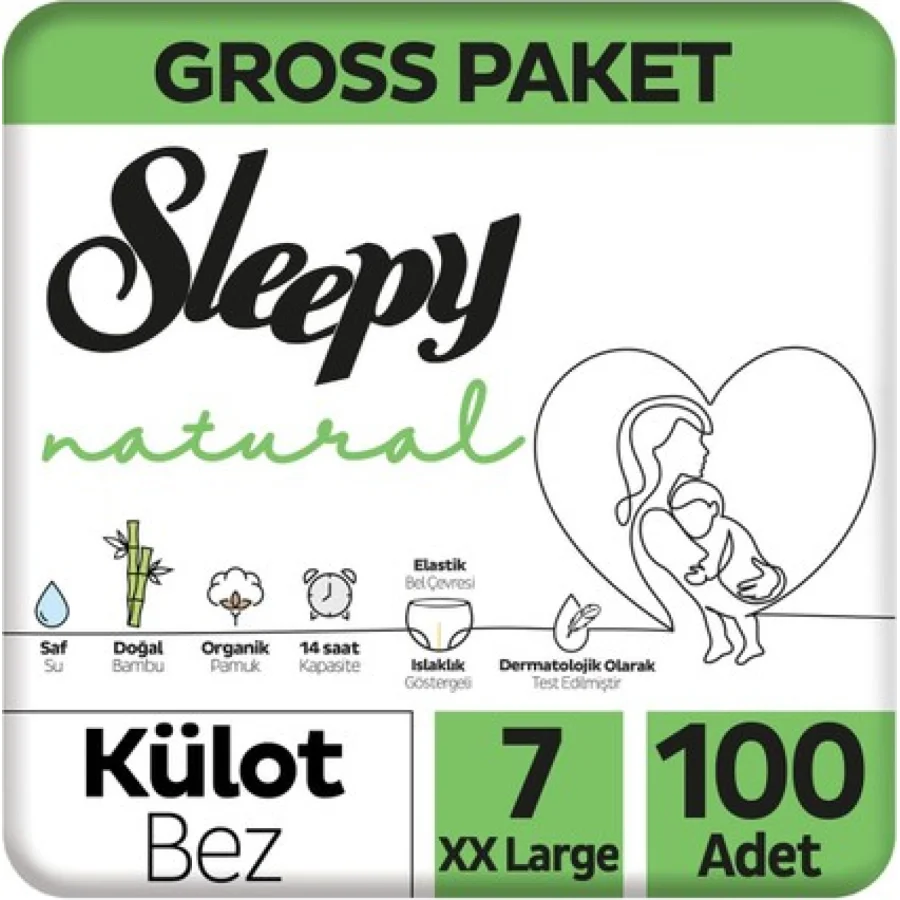 Sleepy Natural Külot Bez Gross Paket, 7 Beden, 100 Adet
