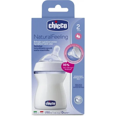 Chicco Natural Feeling Silikon Emzikli PP Biberon, 2+ Ay, 250 ml