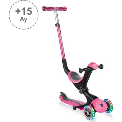 Globber Go Up Deluxe Scooter, Işıklı, Pembe