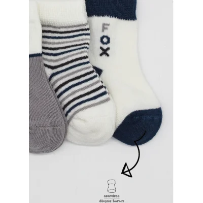 Bistyle Penye Soket Çorap, 3'lü, Gri