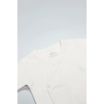 Bistyle Organik Natural Basic Style Kruvaze Uzun Kol Body, Ekru