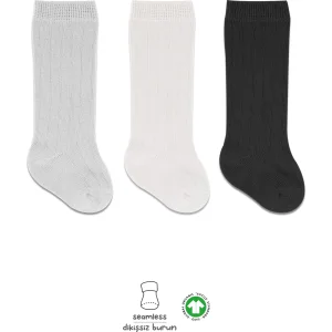 Bistyle Derby Dizaltı Çorap 3'Lü BS40101 Ekru Gri Siyah