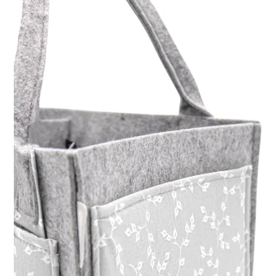 BabyJem Keçe Anne Bebek Bakım Çantası, Gri, Çiçek
