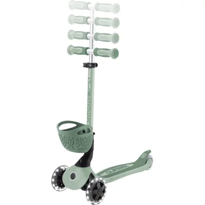 Globber Go Up Baby 360 Scooter, Işıklı, Zeytin Yeşili