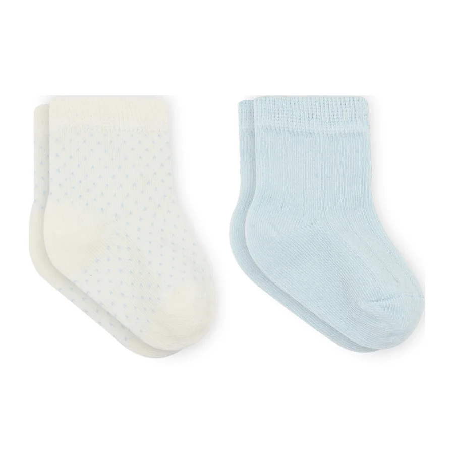 Bistyle Puan Derby Penye Soket Çorap, 2'li, Mavi, Ekru