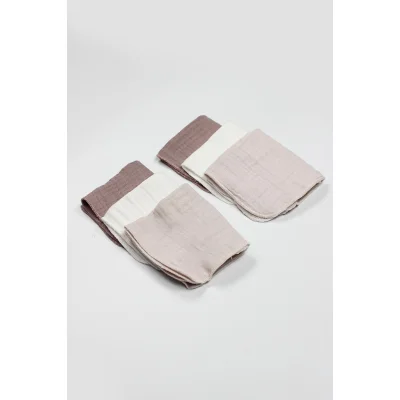 Bistyle Müslin Mendil, 20x20 cm, 6'lı, Taş, Ekru, Antrasit