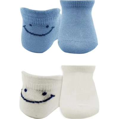 Bistyle Sneakers Smile Penye Çorap, 2'li, Mavi, Ekru