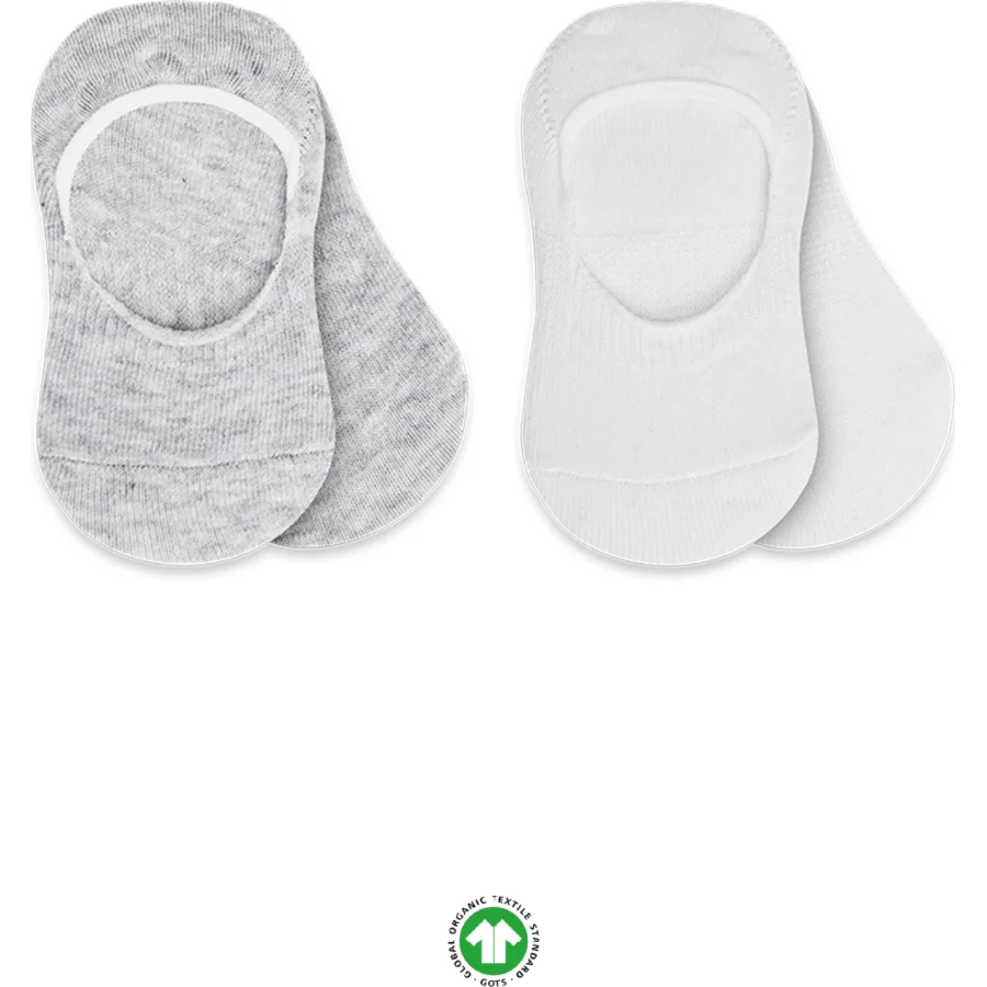 Bistyle 2'Li Penye Babet Silikonlu Basic Çorap 30104 Gri Beyaz
