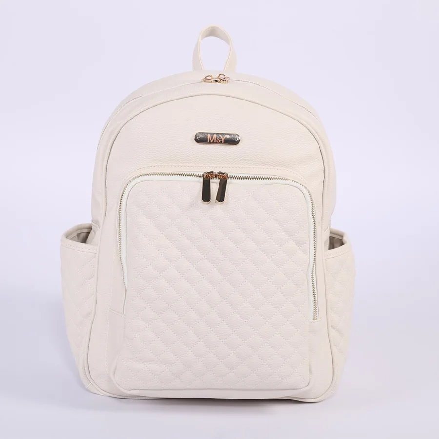 M&Y Dust Deri Anne Bebek Bakım Sırt Çantası, Krem