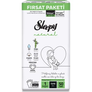 Sleepy Natural Bebek Bezi Fırsat Paketi, 1 Beden, 50 Adet