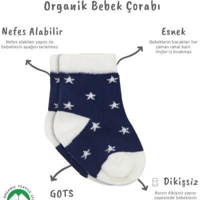 Bistyle Penye Cute Stars Soket Çorap, 3'lü, Lacivert