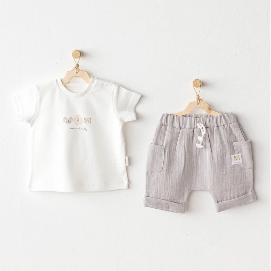 Andywawa Happy Animals Bebek Takım, 2'li, Gri