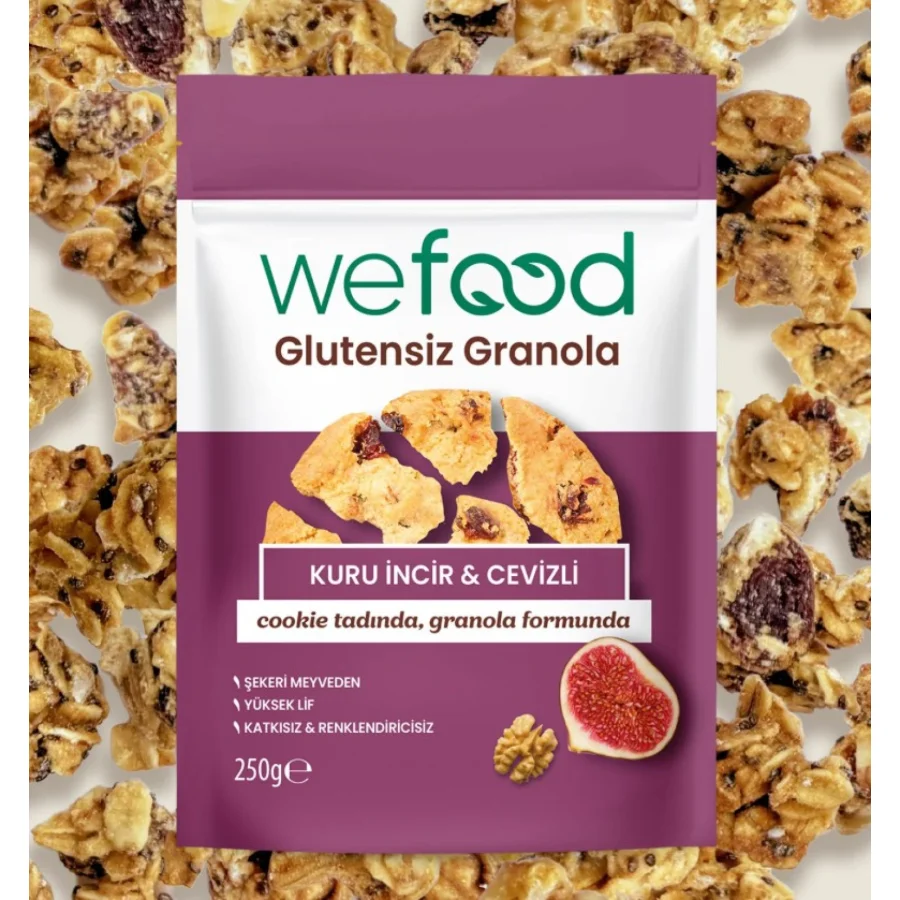 Wefood Granola, Glutensiz, Kuru İncir ve Cevizli, 250 g