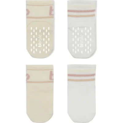 Bistyle Penye Kaymaz Soket Çorap, 2'li, Pudra, Ekru