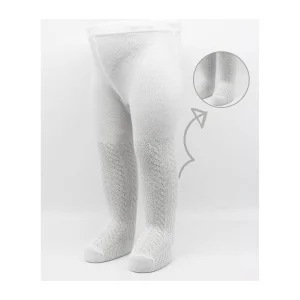 Bistyle Zikzak Kabartma Penye Külotlu Çorap, Tekli, Beyaz