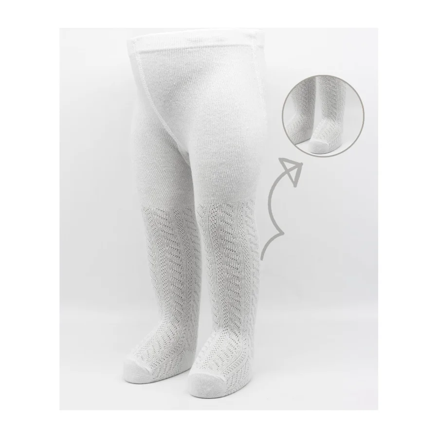 Bistyle Zikzak Kabartma Penye Külotlu Çorap, Tekli, Beyaz