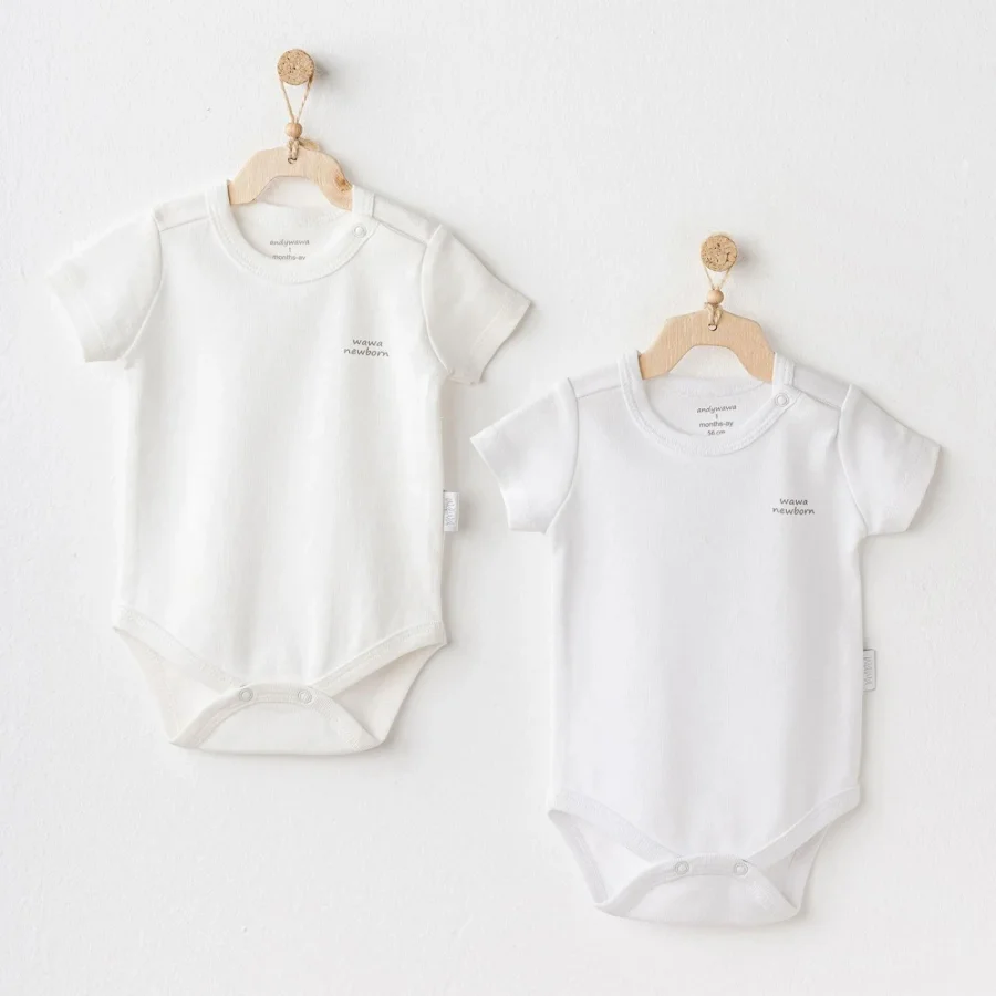 Andywawa Short Sleeve Basic Badi, 2'li, Ekru