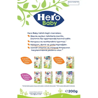 Hero Baby Sütlü 8 Tahıllı Peynirli Pekmezli Kaşık Mama, 200 g