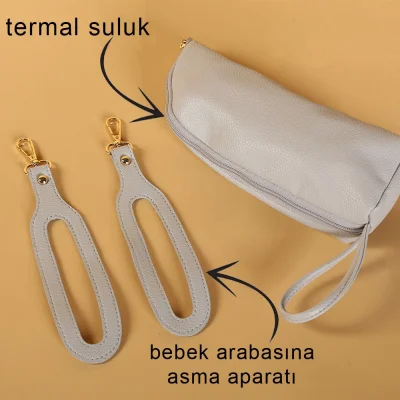 M&Y Kitty Deri Anne Bebek Bakım Sırt Çantası, Gri