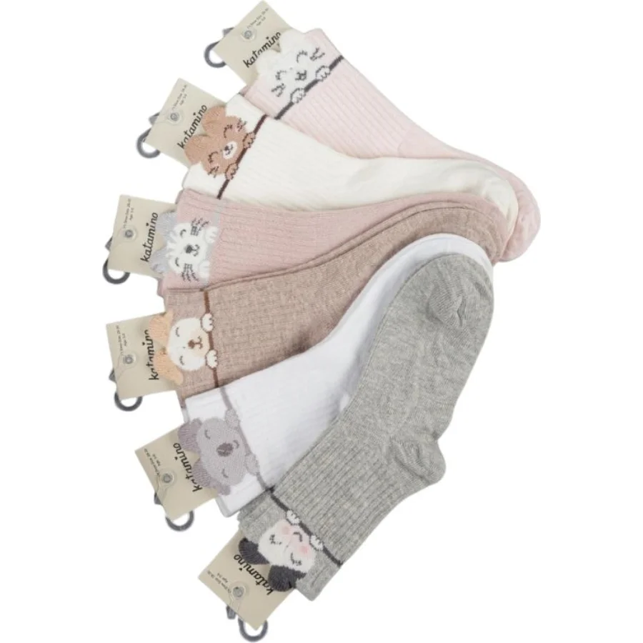 Katamino Kırpık 3D'li Kız Soket Çorap, Asorti