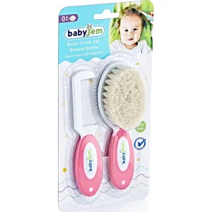 BabyJem Doğal Kıl Fırça Tarak Seti, Pembe