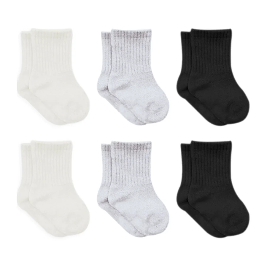 Bistyle Basic Penye Soket Çorap, 6'lı, Ekru, Gri, Siyah