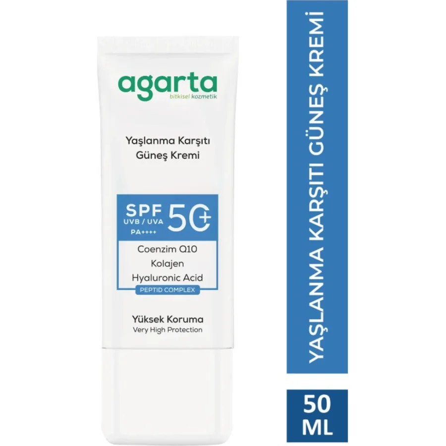 Agarta Doğal Güneş Kremi Yaşlanma Karşıtı, SPF 50, 50 ml