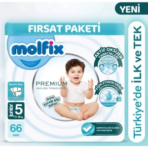 Molfix Premium Bebek Bezi Ultra Fırsat Paketi, 5 Beden, 66 Adet