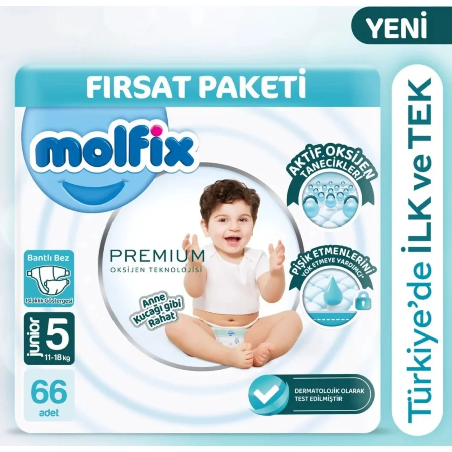 Molfix Premium Bebek Bezi, 5 Beden, 66 Adet