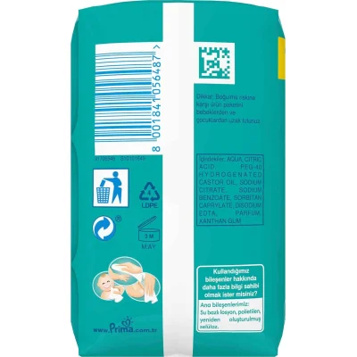 Prima Islak Havlu ve Mendil, Temiz ve Ferah, 52 Yaprak, 3'lü