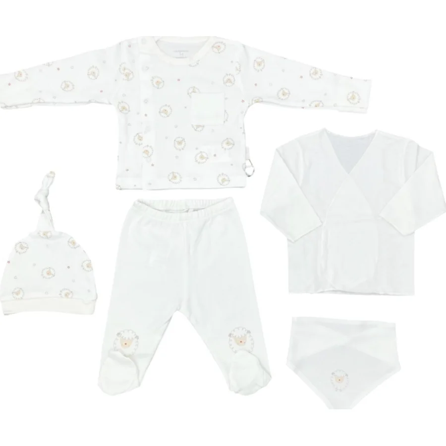 Andywawa Newborn Set Tinny Ships Hastane Çıkışı, 5'li, Ekru