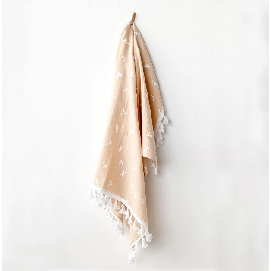 Andywawa Müslin Smile All Day Bebek Battaniye, 95x85 cm, Bej