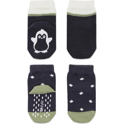 Bistyle Hayvan Figürlü Kaymaz Erkek Soket Çorap, 2'li, Antrasit