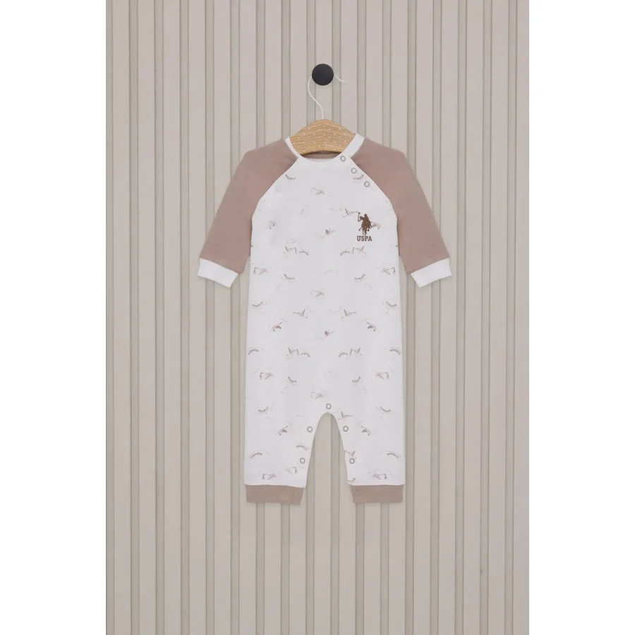 U.S.Polo Erkek Bebek Uzun Kol Patiksiz Tulum USB2020 Krem