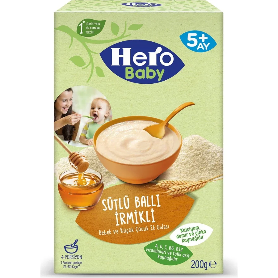 Hero Baby Sütlü İrmikli Ballı Kaşık Maması, 200 g