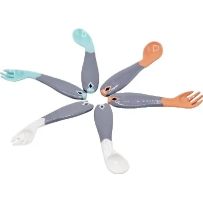 BabyJem Açılı Mama Kaşık Çatal Takımı, Gri