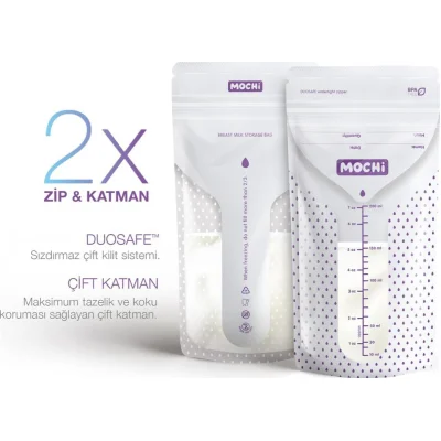 Mochi Anne Sütü Saklama Poşeti, 200 ml, 25 Adet