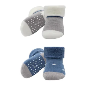 Bistyle Puanlı Kaymaz Havlu Soket Çorap, 2'li, İndigo, Gri