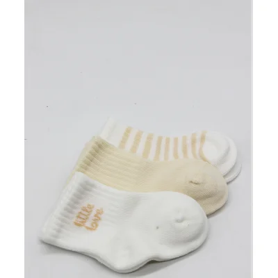 Bistyle Little Love Girl 3'lü Penye Soket Çorap 10137 Ekru
