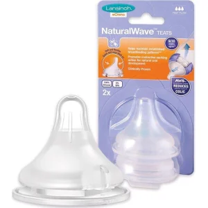 Lansinoh Natural Wave Biberon Emziği, Hızlı Akış, 2'li