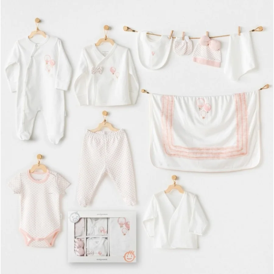 Andywawa AC25551 Newborn Set Pınk Baloons 10'Lu Hastane Çıkışı Ekru